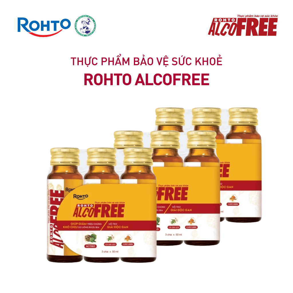 Combo 9 chai Nước uống giải rượu, thải độc gan Alcofree (50ml x 9 chai)