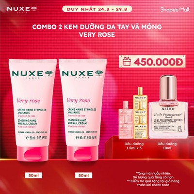 Combo 2 Kem Dưỡng Da Tay Và Móng Nuxe Very Rose Hand And Nail Cream 50ml (50ml x 2)