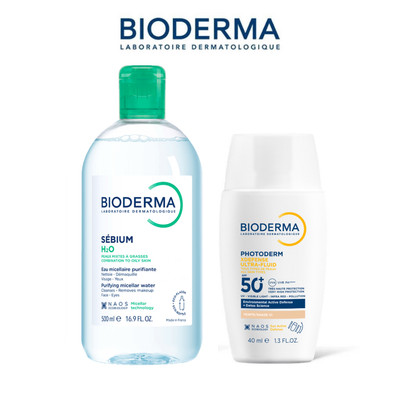 [BIODERMA - ĐÃ KÈM TÚI TOTE 2026] Bộ đôi nước tẩy trang Sebium H2O 500ml và Sữa chống nắng XDefense 40ml da dầu mụn