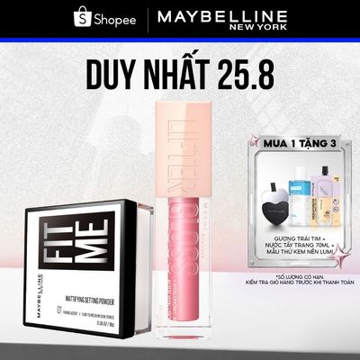 [Bộ trang điểm] Bộ Son Bóng Lifter Gloss 5.4ML và Phấn phủ bột Fit Me Mattifying Setting Powder Maybelline New York