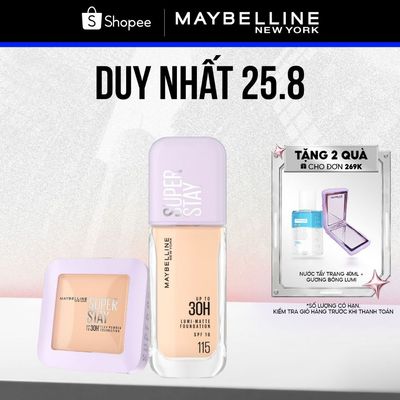 [Bộ trang điểm] Phấn Phủ Nền Linh Hoạt SuperStay 30H Flex Powder 9G và Kem nền Superstay Lumi Matte Maybelline New York