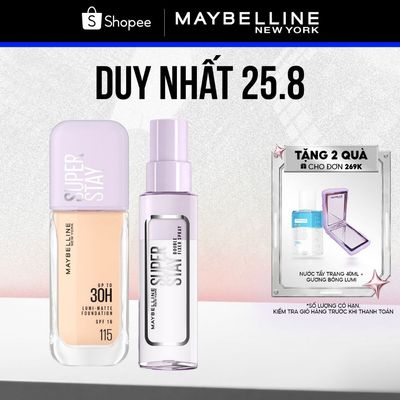 [Bộ trang điểm] Kem nền bắt sáng Superstay Lumi Matte và Xịt khóa nền Superstay Double Fixer Spray Maybelline New York