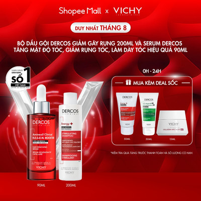 VB - Bộ dầu gội Dercos giảm gãy rụng 200ml và Serum Dercos tăng mật độ tóc, giảm rụng tóc, làm dày tóc hiệu quả 90ml