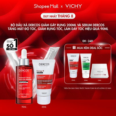 VB - Bộ dầu xả Dercos giảm gãy rụng 200ml và Serum Dercos tăng mật độ tóc, giảm rụng tóc, làm dày tóc hiệu quả 90ml