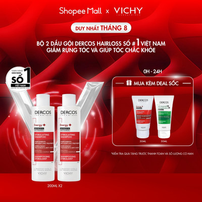 VB - Bộ 2 Dầu gội ngăn ngừa, giảm rụng tóc, giúp tóc chắc khỏe, dày dặn Vichy Dercos Hairloss, SỐ 1 Việt Nam