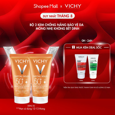 VB - Bộ 2 Kem chống nắng bảo vệ da , mỏng nhẹ, không bết dính SPF 50+ UVA & UVB Vichy Capital Soleil Dry Touch