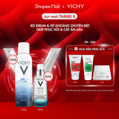 VB-Bộ Serum và xịt khoáng “quốc dân” giúp phục hồi, cấp ẩm chuyên biệt Vichy Mineral 89 chống đa tác nhân làm suy yếu da