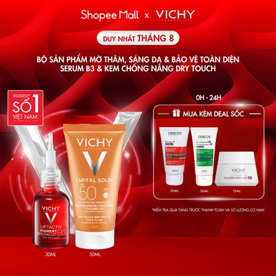 VB-Bộ sản phẩm mờ nám, sáng da và bảo vệ toàn diện cho mọi loại da Vichy Liftactiv B3 30ml & Dry touch 50ml