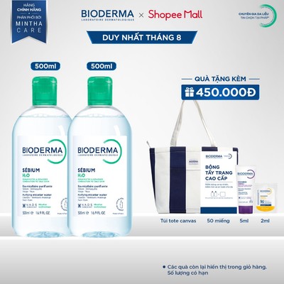 [BIODERMA] Bộ đôi nước tẩy trang Micellar cho da dầu mụn Bioderma Sebium H2O - 500mlx2
