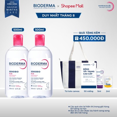 [BIODERMA] Bộ đôi nước tẩy trang Micellar cho da nhạy cảm Bioderma Sensibio H2O - 500mlx2