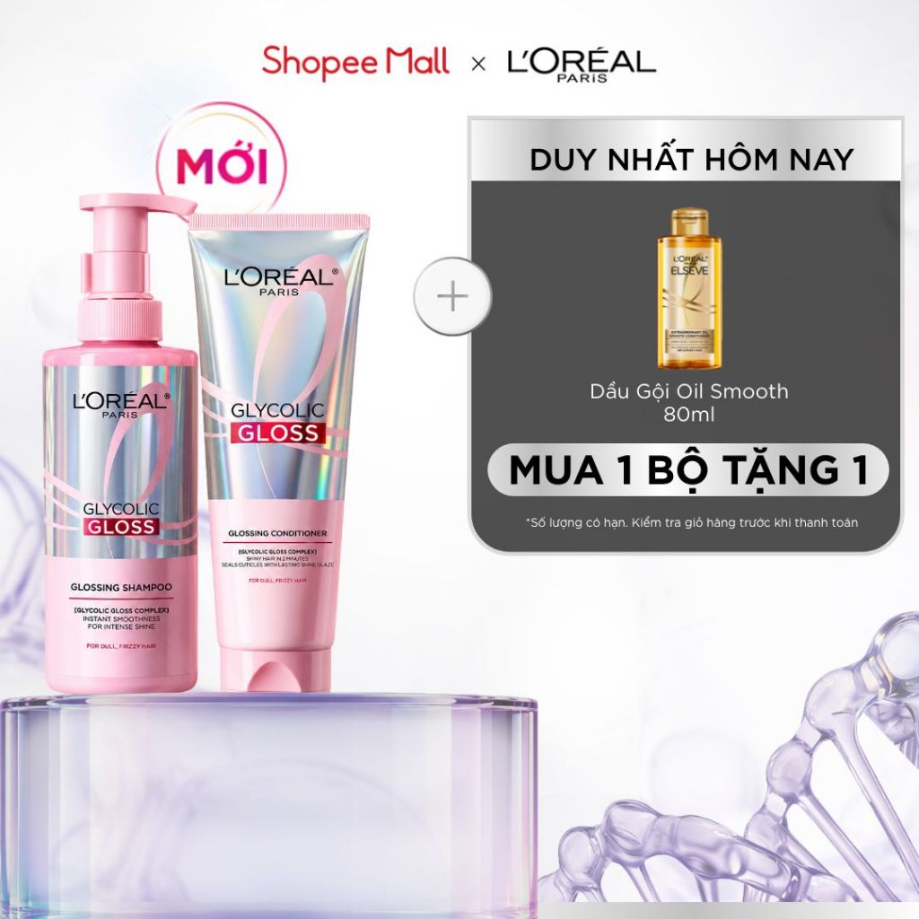VB Bộ dầu gội & xả phủ bóng, chống xơ rối phức hợp 2% [Glycolic Acid] L'Oréal…