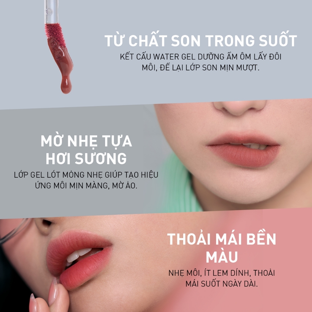 3CE Combo Son Blur Water Tint  & Chai Xịt Cố Định Lớp Trang Điểm Shimmer Make Up Fixer | BigBuy360 - bigbuy360.vn