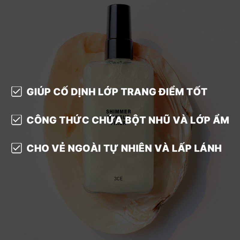 3CE Combo Son Blur Water Tint  & Chai Xịt Cố Định Lớp Trang Điểm Shimmer Make Up Fixer | BigBuy360 - bigbuy360.vn