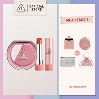 3CE Combo Phấn Má Hồng Blushlighter & Son Dưỡng Môi Glazy Lip Glow