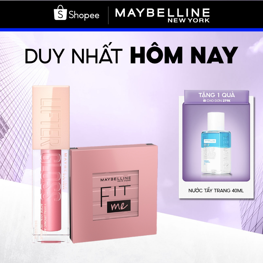 [Bộ trang điểm] Son Bóng Lifter Gloss cho Đôi Môi Đầy Căng Mọng Kẹo và Phấn má hồng Fit Me Blush Maybelline New York