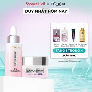 Bộ chăm sóc dưỡng sáng da, mờ thâm Serum Glycolic melasyl 8% 30ml & Kem đêm Glycolic Bright L'Oreal Paris 50ml - Virtual