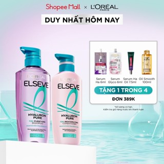 Bộ gội xả nhẹ bồng mái tóc Elseve 72H HA Pure cho da đầu dầu hoặc Moist cho da đầu khô L'Oreal Paris 620ml & 375ml - VB