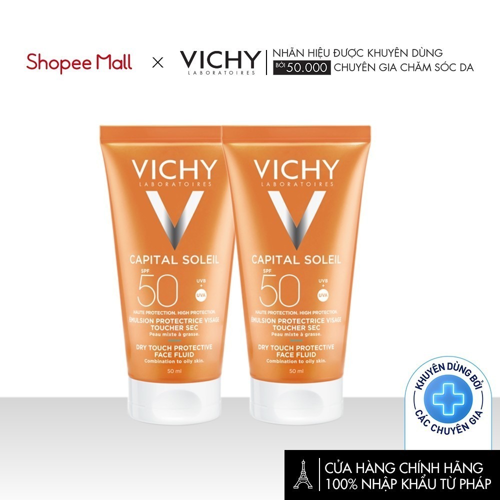VB - Bộ 2 Kem chống nắng bảo vệ da , mỏng nhẹ, không bết dính SPF 50+ UVA & UVB Vichy Capital Soleil Dry Touch | BigBuy360 - bigbuy360.vn