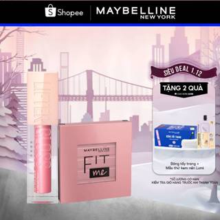   Bộ trang điểm  Son Bóng Lifter Gloss cho Đôi Môi Đầy Căng Mọng Kẹo và Phấn má hồng Fit Me Blush Maybelline New York 