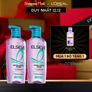  VB_ Bộ đôi dầu gội nhẹ bồng mái tóc Elseve 72H HA Moist da đầu khô hoặc Pure da đầu dầu L'Oreal Paris 620mlx2 