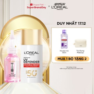  VB_Bộ Dưỡng chất làm sạch Exfoliant Peel 25ml & Sữa chống nắng phổ rộng L'Oréal Paris UV Defender Invisible Resist 50ml 