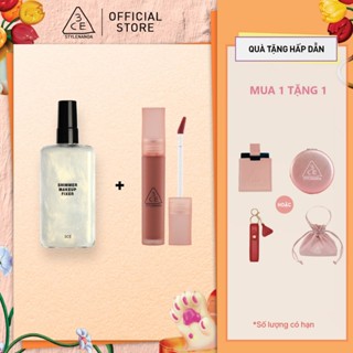  3CE Combo Son Blur Water Tint  & Chai Xịt Cố Định Lớp Trang Điểm Shimmer Make Up Fixer 