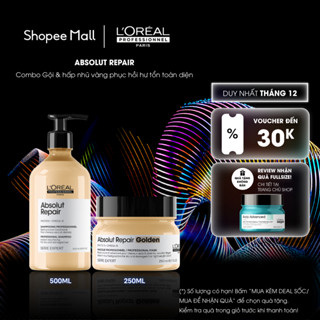  Combo Dầu gội 500ml và dầu hấp vàng dưỡng tóc mềm mượt & phục hồi hư tổn toàn diện chuyên nghiệp Absolut Repair Golden 