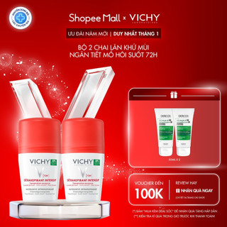  VB-Bộ hai chai Lăn khử mùi Vichy khô thoáng ngăn ngừa và giảm tiết mồ hôi 72H không gây kích ứng sạm da 50ml 