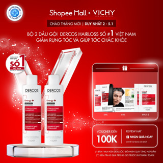  VB - Bộ 2 Dầu gội ngăn ngừa giảm rụng tóc giúp tóc chắc khỏe dày dặn Vichy Dercos Hairloss SỐ 1 Việt Nam 