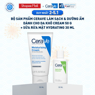   VB  Bộ sản phẩm CeraVe làm sạch & dưỡng ẩm dành cho da khô Cream 50g + SRM Hydrating 30ml 