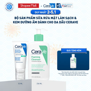   VB  Bộ sản phẩm sữa rửa mặt làm sạch & kem dưỡng ẩm dành cho da dầu CeraVe 