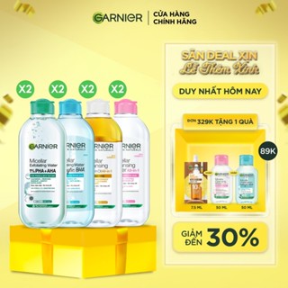  Bộ 2 nước Tẩy Trang làm sạch sâu dịu nhẹ cho mọi loại da  dầu thường khô nhạy cảm  -Garnier Micellar Cleansing Water 