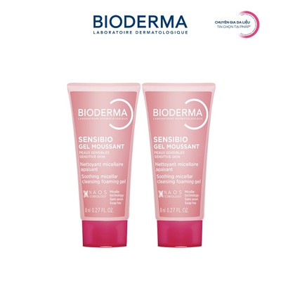[QUÀ TẶNG KHÔNG BÁN] Bộ đôi gel rửa mặt tạo bọt cho da nhạy cảm Bioderma Sensibio Gel Moussant - 8mlx2