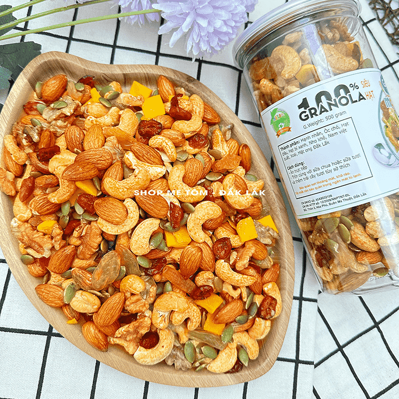 GRANOLA SIÊU HẠT NƯỚNG MẬT ONG SHOP MẸ TÔM KHÔNG ĐƯỜNG (Bổ sung dinh dưỡng, Ngũ cốc hỗ trợ ăn kiêng giảm cân)