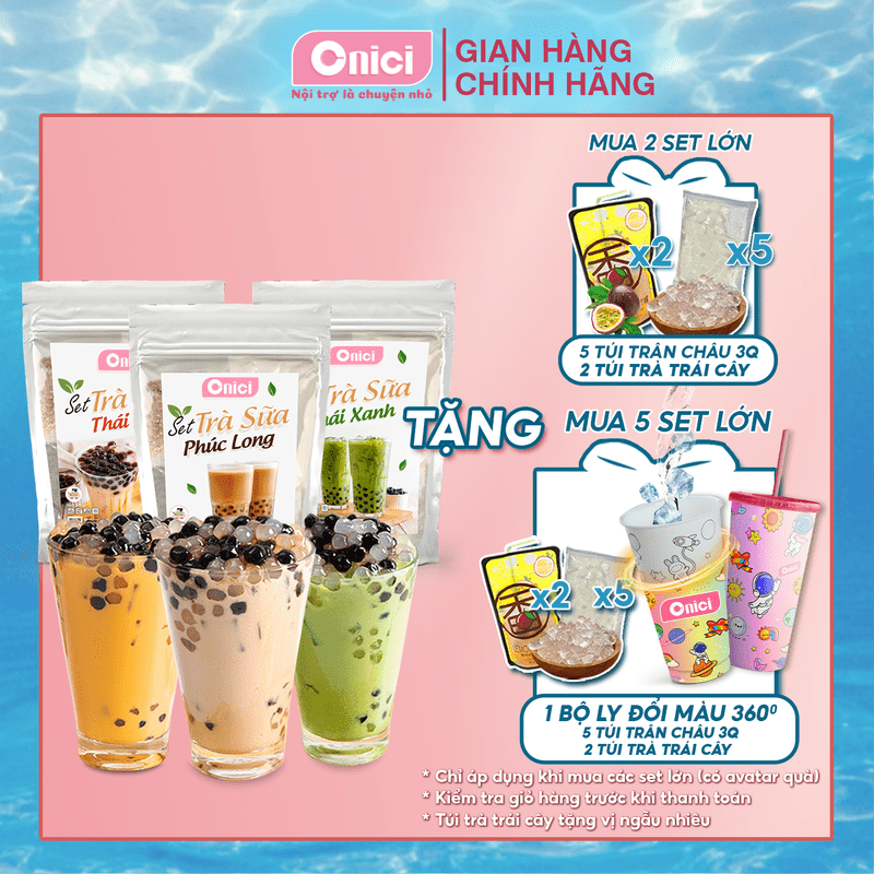 Set nguyên liệu pha trà sữa phúc long thái xanh thái đỏ BẾP CỦA MẸ ONICI thành phẩm 30 35 ly