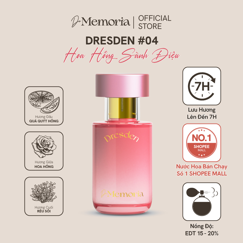 Nước hoa Nữ Thơm Lâu De Memoria Sành điệu, Dịu Ngọt (30ml) - Dresden 04 BST Ký Ức Đầu Tiên