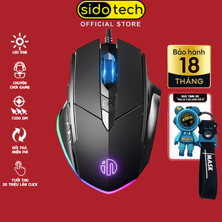 Chuột máy tính gaming chơi game SIDOTECH Inphic P1W bản có dây và không dây tắt âm silent 7200 DPI Led RGB - Chính hãng