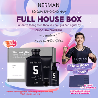 Bộ quà tặng nam giới FULL-HOUSE BOX Nerman-Sữa tắm gội 350ml&Gel vệ sinh nam 100ml&Gel rửa mặt 100ml