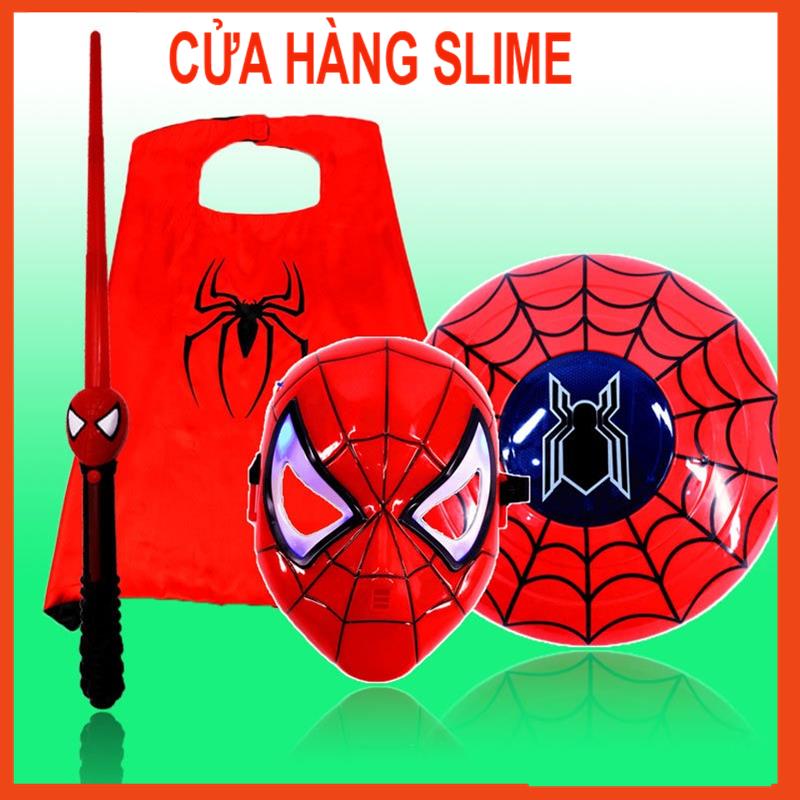 Áo siêu nhân spider man bé trai - bộ đồ chơi áo choàng kiếm khiên găng tay spiderman nhí- người nhện dơi M48