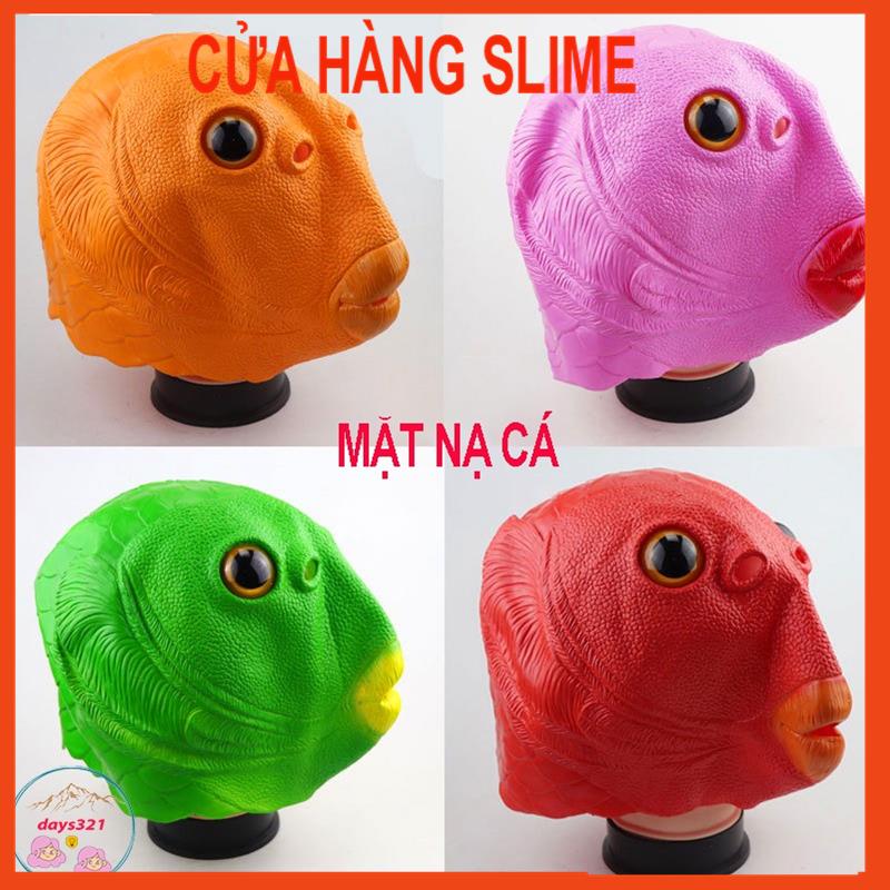 Mặt nạ da mềm trùm đầu hóa trang quái vật đầu cá xanh cá hồng cá cam hacker MSP40323