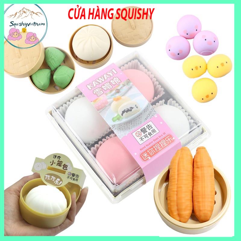 Squishy Bánh Bao Gà Vàng Heo Hồng Shiba mềm dễ thương chân thực giảm stress co dãn đàn hồi ngộ nghĩnh M65