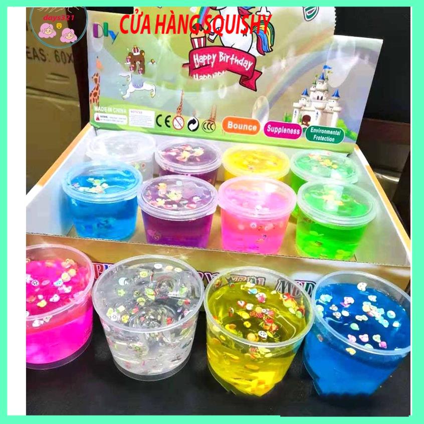 Slime dạng âu đầy charm hoa quả 9 màu cực đẹp Đồ chơi hũ slam chất nhờn ma quái squishy dẻo bóng phồng phình MSP27915